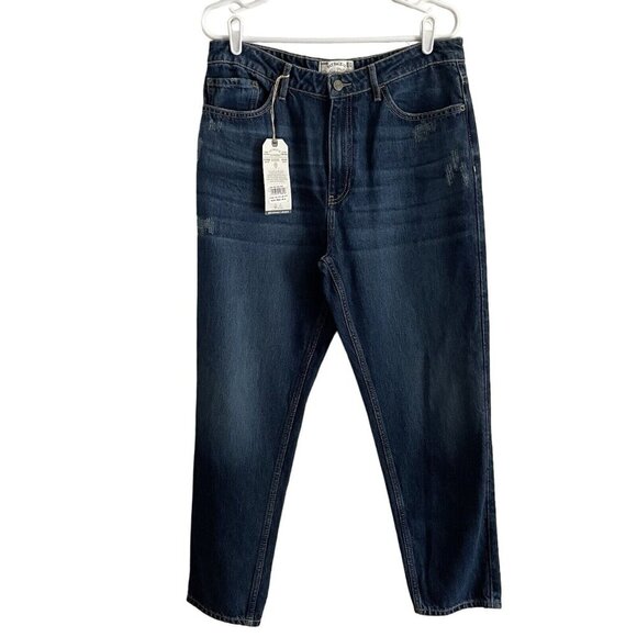 Fat Face UK Women Sz US 10R Blue Medium Wash Slightly Distressed Mom Jean NWT - Picture 1 of 14